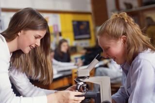 Students Working with Microscope ca. 2000